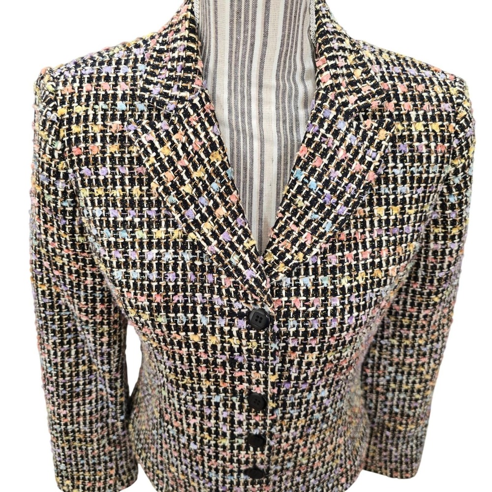 Harris Wallace New York Tweed Boucle Blazer Jacket Size 8 Blair Waldorf Gossip - Picture 3 of 8